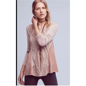 Moth Anthropologie Knit Sweater Sz S Crew Neck Boho Preppy Cozy